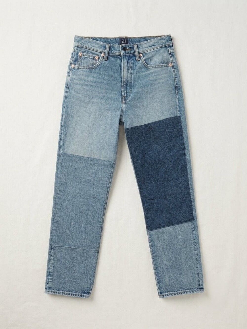 Gap Cheeky Straight Patchwork Jeans 1969 Blue Denim Pants Women’s Size 28 US6